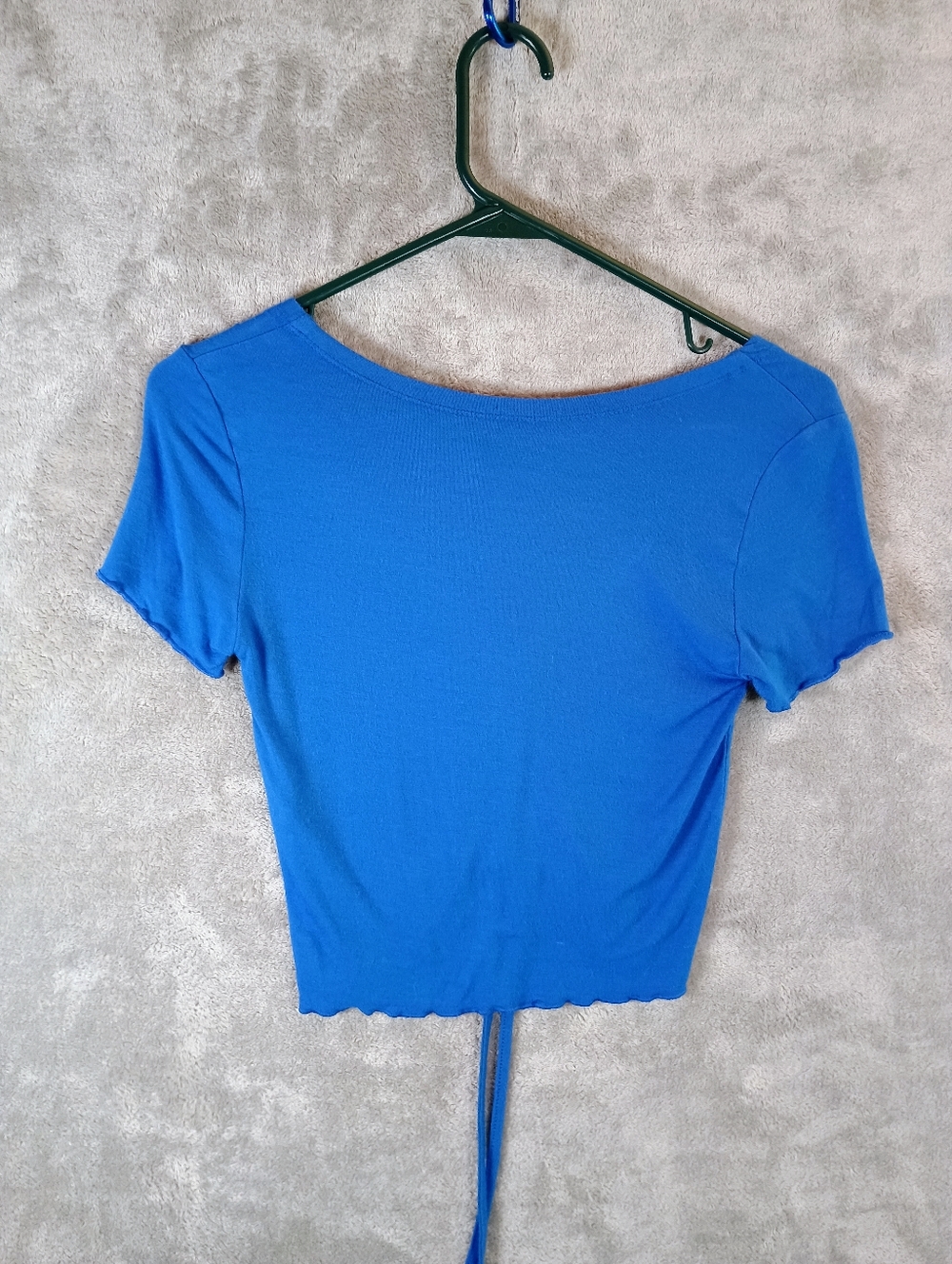 Navy Blue Ruched V-Neck Juniors Top XS - Picture 8 of 9